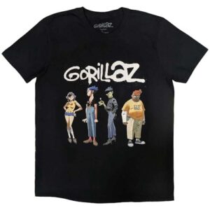 Rock Off officially licensed products Camiseta Gorillaz Spray Logo Group, Preto, P (CDs)