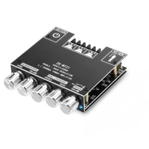 Estéreo Placa Amplificador 2.1 Bluetooth 100w Rms Zk-mt21, com controle de agudos/graves/subwoofer, DC 9-24V, entradas Bluetooth e AUX, ideal para montagem de caixas de som sem fio DIY, sem senha (Equipamentos)