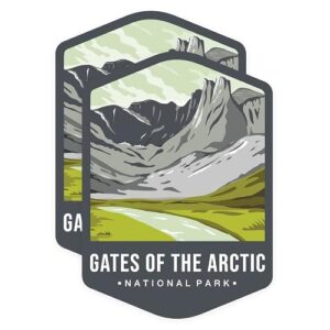 Adesivo de para-choque Gates of The Arctic National Park - Parque Nacional dos EUA - 12 cm no lado mais longo - Decalque de vinil para para-choques de carro, laptop, garrafa de água, parede e janela - (Discos de Vinil)