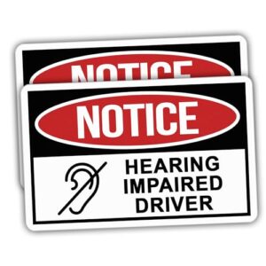 (2 peças) Adesivos de aviso para motorista com deficiência auditiva adesivos pretos vinil tamanho 9,5 x 6 cm (Discos de Vinil)