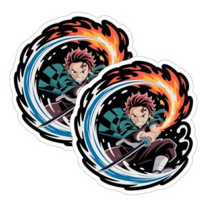 Adesivo Demon Slayer Pacote com 2 10 cm - Decalque de vinil impermeável para laptop, garrafa de água, copo de carro - Adesivos duráveis e estéticos de longa duração para adultos ID45039 (Discos de Vinil)