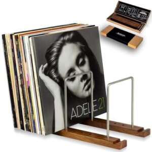 Suporte de Coleção Optage Audio Record – Armazenamento em Vinil – Nogueira Sólida e Aço Inoxidável Comporta 50 – 75 Álbuns – Moderno e Atraente – Uso Frontal ou Lateral com Suportes Ajustáveis (Discos de Vinil)
