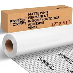 Frisco Craft s Vinil permanente branco fosco - 30,5 cm x 1,8 m - Vinil autoadesivo durável para artesanato, sinalização e decoração de casa - Rolo branco resistente ao clima (Discos de Vinil)