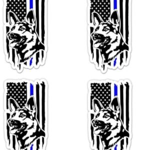 Pacote de adesivos de 4-3 polegadas - K-9 K9 Police Dog Blue Line Flag Sticker - Adesivo para laptop - Vinil impermeável para carro telefone garrafa de água - Decalque da polícia da bandeira americana (Discos de Vinil)