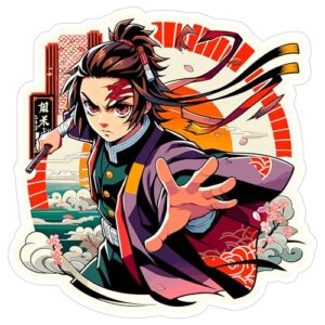 Adesivo de vinil à prova d'água Demon Slayer de 10 cm ID44990 (Discos de Vinil)