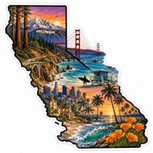 Adesivo de vinil California State, 12,7 cm (Discos de Vinil)