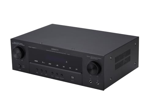 SOBATTY Receptor AV de 7.1 canais | Amplificador de áudio com saída de subwoofer, transmissão Bluetooth | Sistema de som surround para TV, receptor estéreo doméstico para home theater. (Equipamentos)