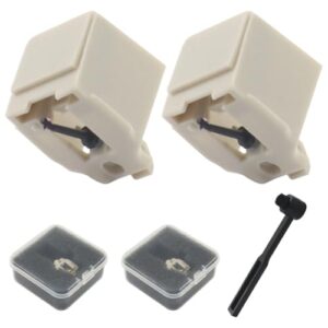 HARSKIYER 3 peças de substituição universal para toca-discos com escova de limpeza, caneta de substituição de agulha para toca-discos fácil de encaixar para reprodução de vinil (Equipamentos)