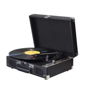 XUXHOU Toca-Discos Vintage Com BT 5.0, Reprodução USB SD TF, Saída e Entrada de de 3,5 Mm, Suporte de 33/45/78 RPM para Discos de Vinil de 7 10 12 Polegadas (Preta) (Equipamentos)