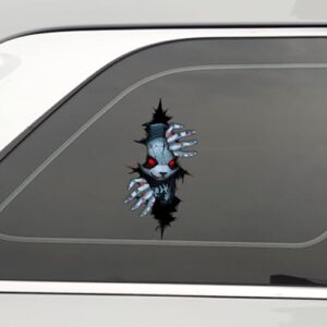 Adesivo de Halloween Horror Peeking, 3D Crack Dupla Face Clássico Filmes de Terror À Prova D'Água Adesivos de Vinil Assustador para Decorações de Acessórios de Carro de Para-choque (Crack Panda Killer (Discos de Vinil)