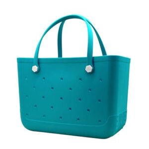 Beach Totebag Bolsa de praia de borracha à prova d'água GG à prova d'água com bolso com zíper e suporte para telefone, Lago azul, Large, 1111 (Discos de Vinil)