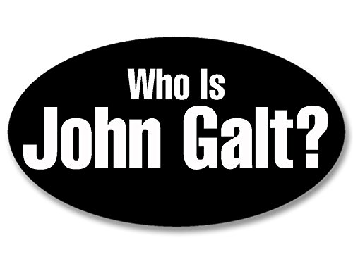 Adesivo Oval Who is John Galt (Decalques Políticos, Vinil Encolhido Atlas, Adesivo Libertário para Carros, Caminhões, Coolers e Laptops (7,6 x 12,7 cm) (Discos de Vinil)