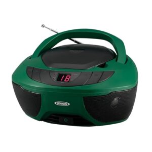 Jensen® CD-475 Classic Boom Box - CD Player Portátil - Rádio de Áudio para Casa AM-FM, Alto-falantes Estéreo, Entrada Auxiliar, Conector de Fones de Ouvido - Verde - Edição Limitada (Equipamentos)