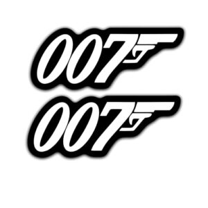 Adesivos de vinil James Bond 007 (pacote com 2) | 14 cm branco sobre preto | para carros, caminhões, laptops, janelas e mais | KCD3278 (Discos de Vinil)