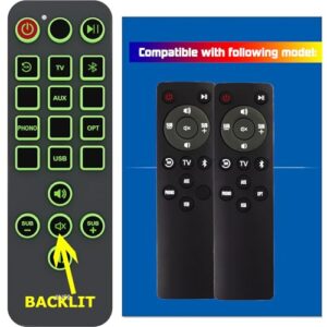 Controle remoto de substituição para alto-falantes Klipsch The Fives, com retroiluminação, com botões grandes (Equipamentos)