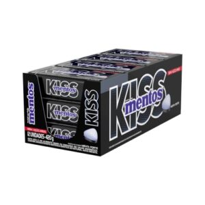 Mentos Kiss Menta Forte Pastilhas Sem Açúcar - Display 420g | 12 Latas x 35g (CDs)