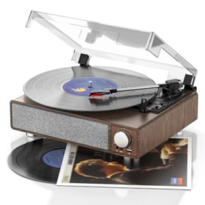 NEWERPOINT Toca-discos de vinil de 3 velocidades, Bluetooth, nogueira de (Equipamentos)