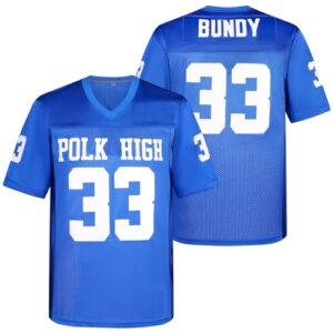 Aimhuo 33 AL Bundy Camiseta de futebol, polk High Movie Football Jerseys para homens, roupas esportivas masculinas 90S Hip Hop, Azul, GG (Equipamentos)