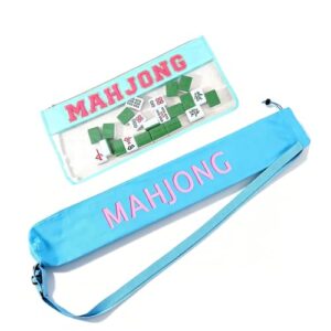 QCWN 2 Pcs Empty Mahjong Bags for Tiles and Racks Include Rack Bag Pushers Clear PVC Waterproof Mahjong Tile Bag Storage Case American Majhong Carrying Pouch Tote for Game Accessories (Discos de Vinil)