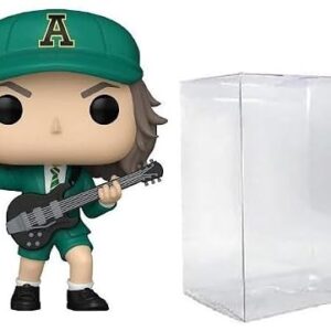 Funko Pop! Rocks, boneco de vinil - Angus Young (AC/DC) (terno verde) #411, com capa protetora (Discos de Vinil)
