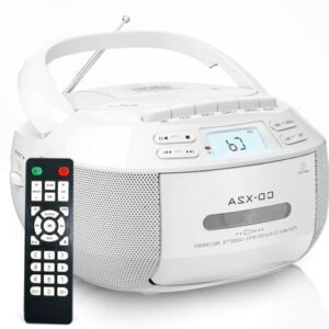 CD Player, 110V, Combo CD E Leitor de Cassete, Radio CD Player com Bluetooth 5.1, Unidade Auxiliar/USB, Rádio AM FM Portátil, Tensão Ajustável Manualmente Na parte Inferior da Unidade (Equipamentos)