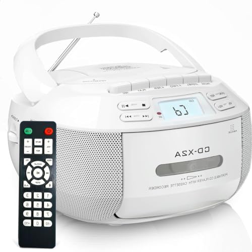CD Player, 110V, Combo CD E Leitor de Cassete, Radio CD Player com Bluetooth 5.1, Unidade Auxiliar/USB, Rádio AM FM Portátil, Tensão Ajustável Manualmente Na parte Inferior da Unidade (Equipamentos)