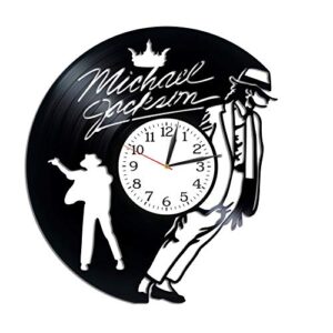 Kovides Relógio Moonwalker arte musical LP vinil retrô disco relógio de parede moderno rei do pop presente presente de aniversário para mulher Michael Jackson presente relógio de parede exclusivo (Discos de Vinil)