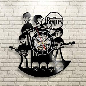 Kovides Decorações para festa The Beatles Relógio de parede grande Beatles música LP relógio Beatles banda de rock música arte retrô disco de vinil relógio vintage relógio de parede Beatles presente de aniversário ideia de presente para fã (Discos de Vinil)