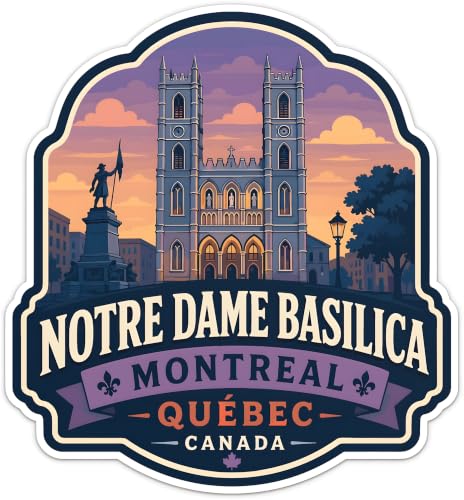 Adesivo de vinil de viagem Montreal Quebec Basílica de Notre Dame para carros, caminhões e SUVs (Discos de Vinil)