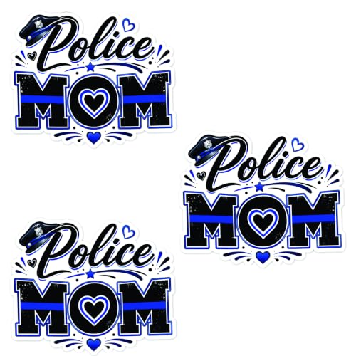 Blue Line Police Mom (conjunto de 3), adesivo lateral mais longo de 10 cm, adequado para carros, janelas, para-choques, caminhões, motocicletas ou qualquer outra superfície lisa, Z15 (Discos de Vinil)