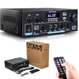 AK55 Amplificador áudio,Amplificador Receptor Estéreo Bluetooth Portátil, Amplificador de Áudio Hi‑Fi Compacto, Receptor Sem Fio para Caixas de Som e Sistema de Áudio Doméstico (Equipamentos)