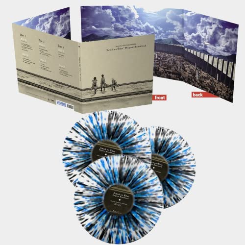 Attack on Titan Season 1 Original Soundtrack Clear with Black & Sky Blue Splatter Colored Vinyl 3LP (Numbered /500) (Discos de Vinil)