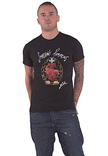 The Smashing Pumpkins Camiseta com logotipo da banda de lembrança nova oficial masculina preta, Preto, P (Discos de Vinil)