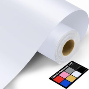 Vinil branco de 30,5 cm x 3,5 m - Vinil permanente branco fosco com (Discos de Vinil)