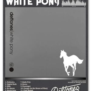 ZUKIY White Pony Deftones Minimalista Cavalo - Pôster Rock Arte de Parede 20 x 25 Sem Moldura - Decoração Inspirada em Banda de Metal para Quarto Estúdio Escritório - Tapeçaria Estética Emo Gótica (Discos de Vinil)