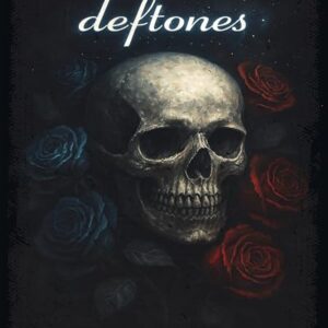 Deftones Skull Rose Requiem - Pôster Dark Rock Arte de Parede 20 x 25 Sem Moldura - Decoração Inspirada em Banda de Metal Pesado para Quarto Estúdio Escritório - Impressão em Estilo Tapeçaria Estética (Discos de Vinil)