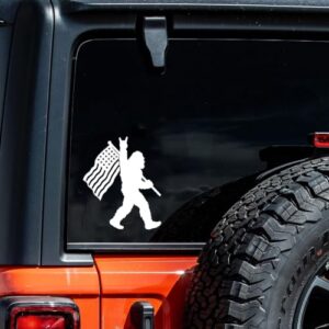 GRITKULTURE Rock on Patriotic Bigfoot US Flag Sasquatch Adesivo decalque 16,5 cm para carro para-choque caminhão adesivo 4x4 vinil Offroad Veteran Overland #4 (Discos de Vinil)
