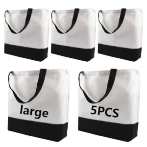 OKBA 5 bolsas de sublimação, sacolas de poliéster para sublimação, sacolas de lona em branco para artesanato e decoração faça-você-mesmo 38 x 47 x 10 cm, Preto e branco, Large (Discos de Vinil)