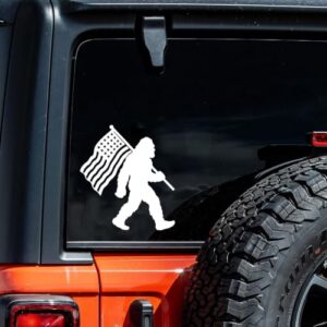 GRITKULTURE Adesivo decalque patriótico Pé Grande Bandeira dos EUA Sasquatch 16,5 cm para carro para-choque caminhão adesivo 4x4 vinil Offroad Veteran Overland #3 (Discos de Vinil)