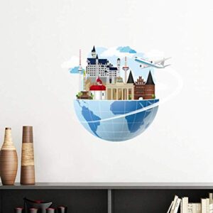 DIYthinker Landmark Journey Adesivo de vinil para decoração de parede, avião, alemão, decalque autoadesivo (Discos de Vinil)