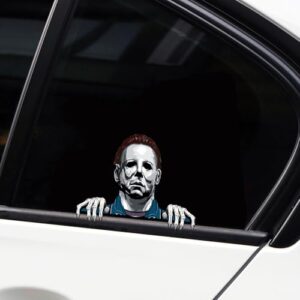 Vesvory Adesivo de vinil Masked Killer Michael Myers, à prova d'água, personagens de filmes de terror 3D, decalque de carro para janela de para-choque, decoração de Halloween (Michael) (Discos de Vinil)