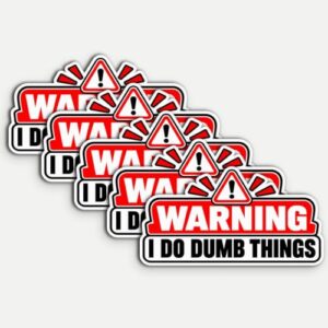 5 peças Warning I Do Dumb Things Adesivos - Decoração de vinil bem-humorada | Adesivos de aviso I Do Dumb Things; 5 peças, 7,6 cm; vinil resistente à água para laptops (Discos de Vinil)