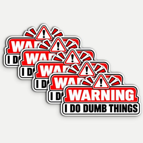 5 peças Warning I Do Dumb Things Adesivos - Decoração de vinil bem-humorada | Adesivos de aviso I Do Dumb Things; 5 peças, 7,6 cm; vinil resistente à água para laptops (Discos de Vinil)