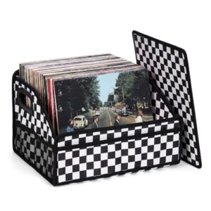 Caixa de armazenamento de discos de vinil quadriculado dobrável caixa de (Discos de Vinil)
