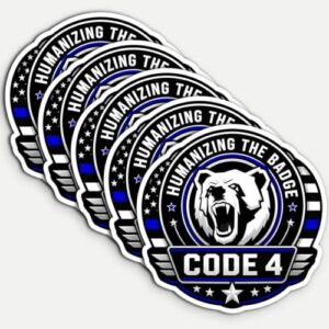 5 peças Code 4 Thin Blue Line Police Stickers - Decalques de vinil para | Adesivos de bandeira Code 4 Thin Blue Line; 5 peças, 7,6 cm; vinil impermeável para laptops (Discos de Vinil)
