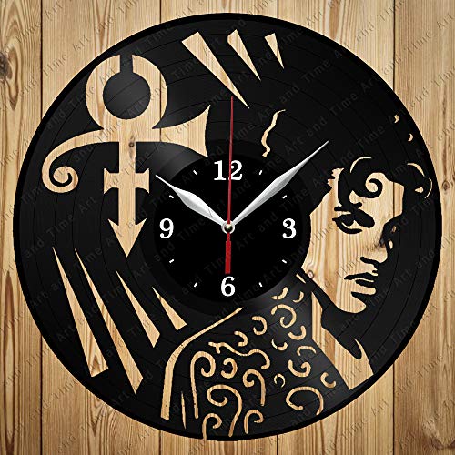 Vinyl Record Clock Relógio de vinil Prince feito à mão exclusivo relógio de parede para casa decoração de casa preto presente original design exclusivo (Discos de Vinil)