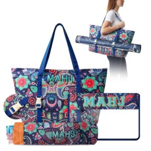 Spiryou 3 Pcs Mahjong Bag Set for Tiles and Racks, Canvas Tote Bag (Discos de Vinil)