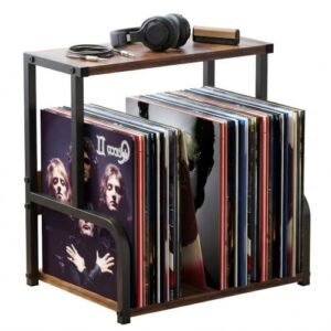 VonDream Armazenamento de discos de vinil, organizador de prateleira de mesa de escritório, prateleira de madeira para mesa, suporte multifuncional para especiarias e cosméticos (Discos de Vinil)
