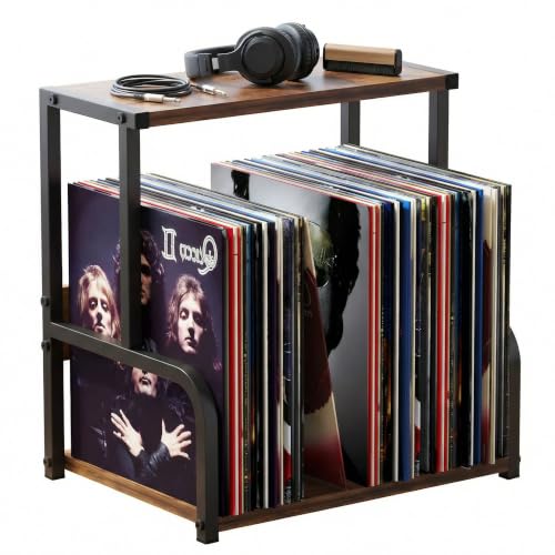 VonDream Armazenamento de discos de vinil, organizador de prateleira de mesa de escritório, prateleira de madeira para mesa, suporte multifuncional para especiarias e cosméticos (Discos de Vinil)
