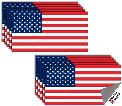 Pacote com 10 adesivos de bandeira americana – Feito de vinil 3M – adesivos patrióticos dos EUA – adesivo sem bolhas – seguro para lava-louças (Discos de Vinil)